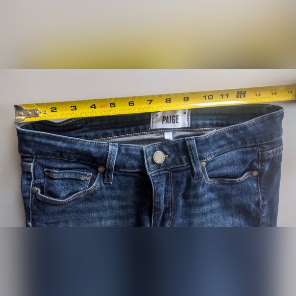 Designer PAIGE Dark Wash Verdugo Ankle Skinny Jeans W/Zippered Side Ankles Sz 28 - Picture 15 of 16